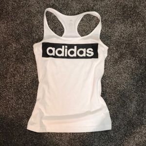 Adidas white and black workout tank top